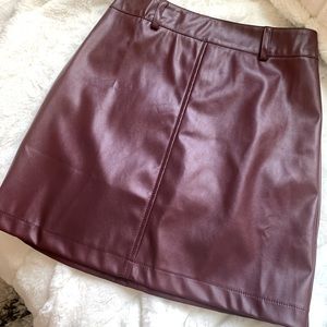 SOLD: NWOT maroon faux leather mini skirt